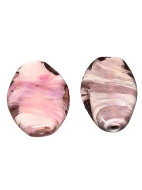 Handcrafted Lampwork Glass Pink & Purple Swirled Beads Jewelry Making Set